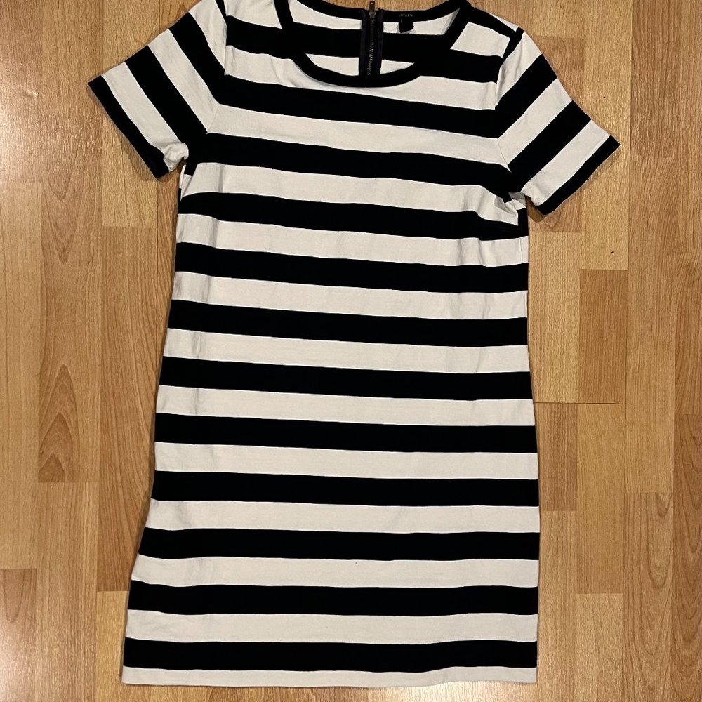 J Crew Dress Small Navy/Ivory Striped
